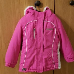 Winter coat with zip in lining and furry hood